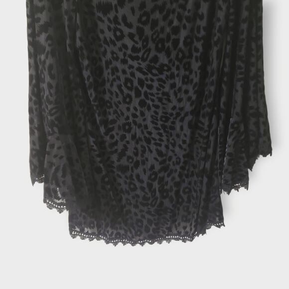 Black Velvet Burnout Flare Sleeve Sheer Tunic Top Goth Witchy Dark Fairy Vampire - Picture 4 of 14